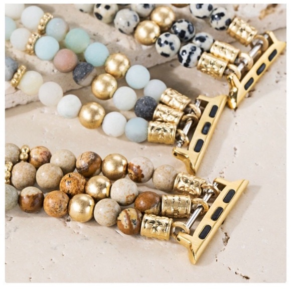 APPLE WATCH BAND (JASPER) Metallic Stretch Beads - Picture 2 of 4